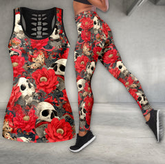Dark Botanical Skull Art Tanktop and Legging