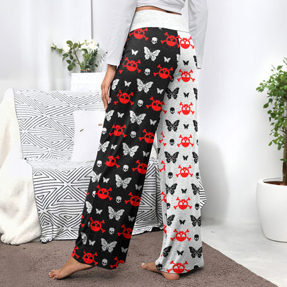 Dark Symmetry Crimson Flutter Women's High-waisted Wide Leg Pants