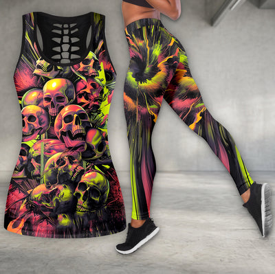 Neon Thunder Skull Art Tanktop and Leggings