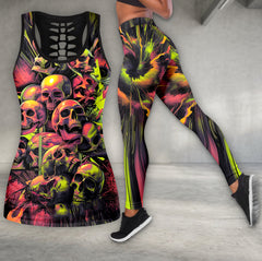 Neon Thunder Skull Art Tanktop and Leggings