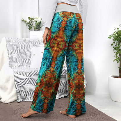 Abstract Leaf Artwork Women's High-waisted Wide Leg Pants