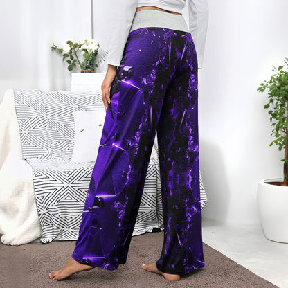 Purple Skull Broken Mirror Women's High-waisted Wide Leg Pants | Wonder Skull