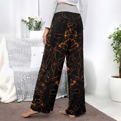 Dark Ember Skull Women's High-waisted Wide Leg Pants