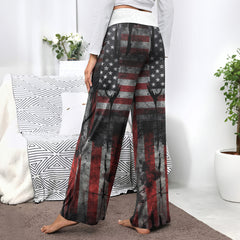 Iron Grit Liberty Skull Women's High-waisted Wide Leg Pants