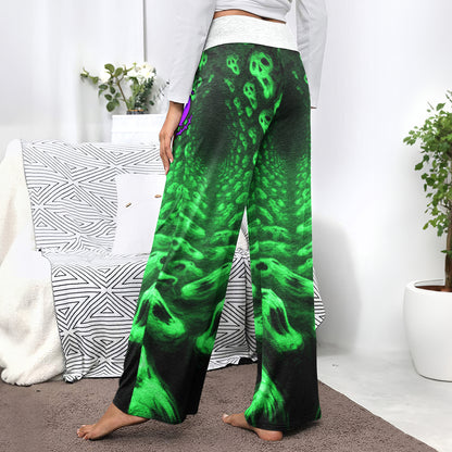 Infinite Neon Skull Art Women's High-waisted Wide Leg Pants