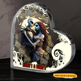 We're Simply Meant - Customized Skull Couple Crystal Heart Anniversary Gifts