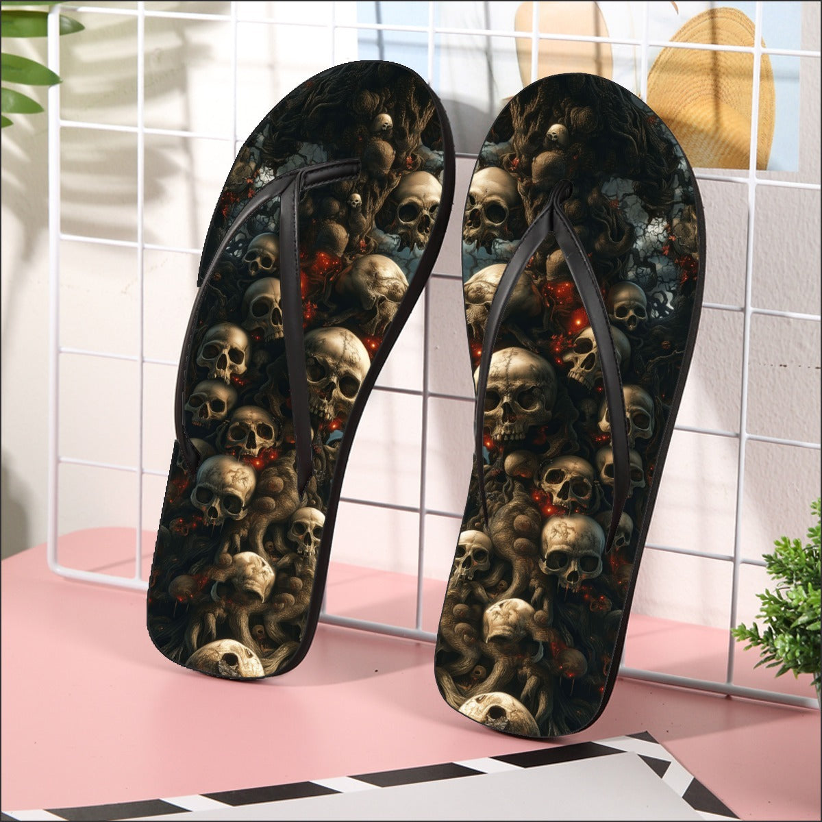 Image of a pair of beach flip flops with a sleek design, featuring a comfortable yoga mat footbed, non-slip sole, and water-friendly materials. Perfect for summer outings, beach walks, and casual occasions.