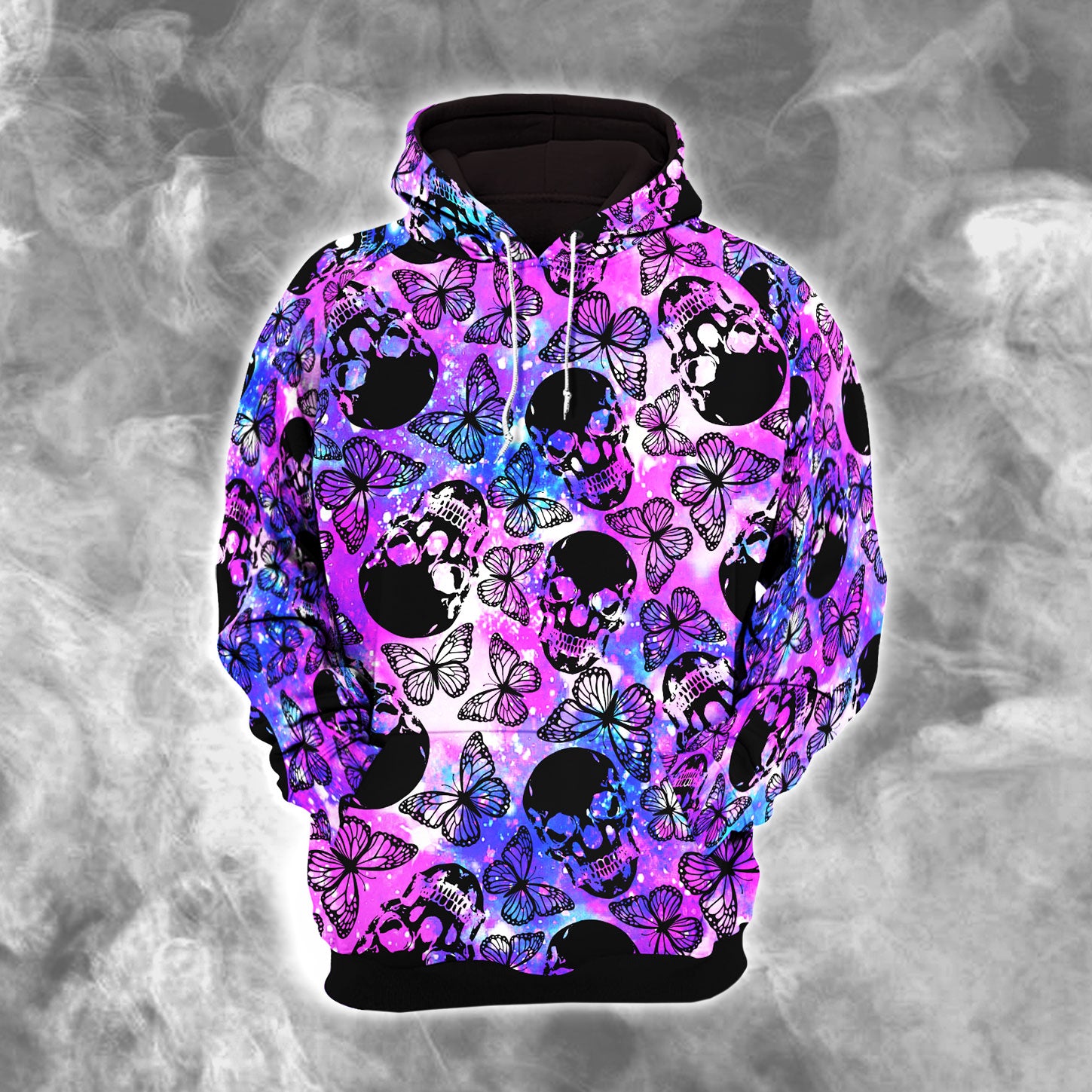 Purple Smoke Skull Butterfly Combo Hoodie and Leggings - Dark and edgy matching set with skull designs for a unique and stylish look.