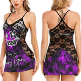 Horror Purple Nightmare Black Lace Sleepwears Babydol Dresses - Wonder Skull