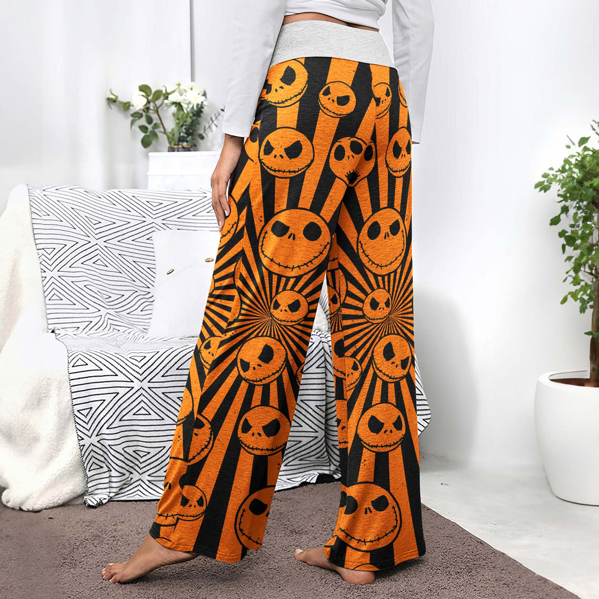 Radiant Reaper Pattern Women's High-waisted Wide Leg Pants