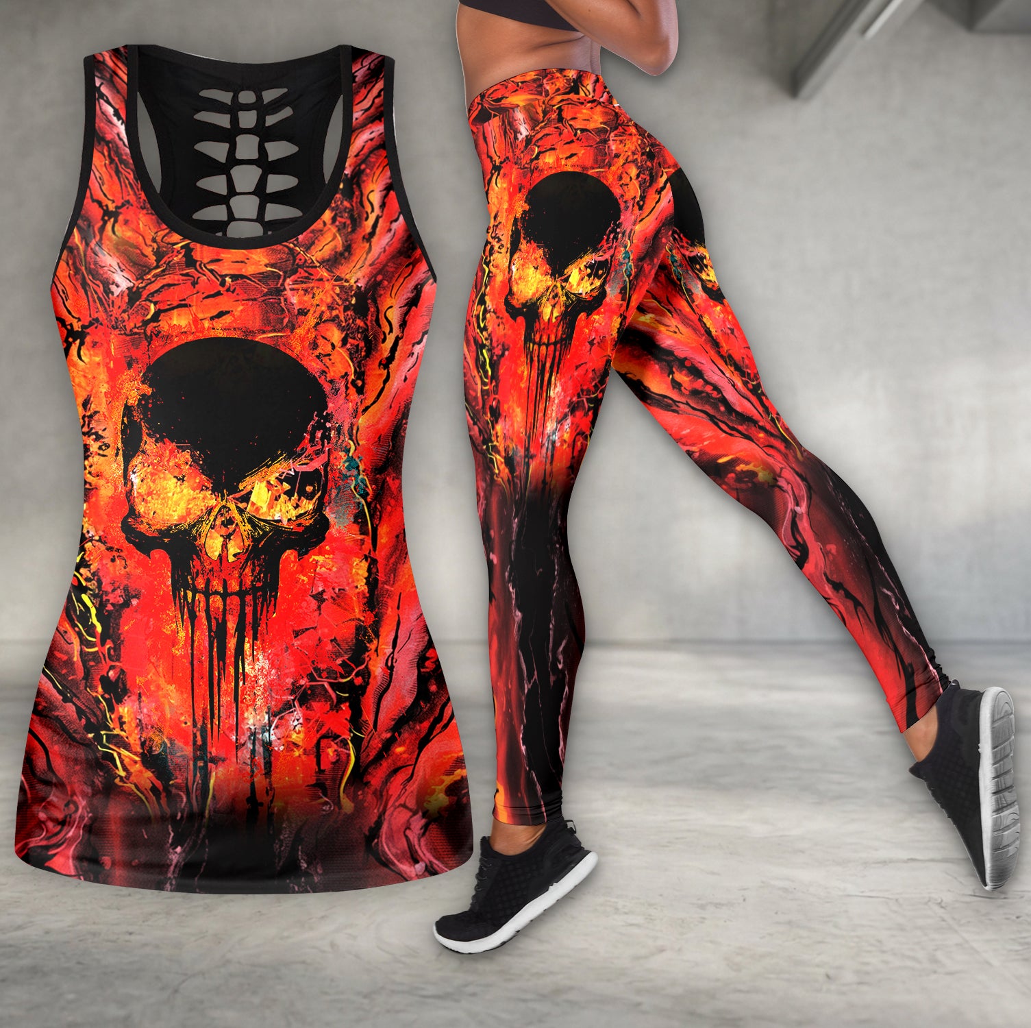 Molten Rage Scarlet Skull Tanktop and Leggings