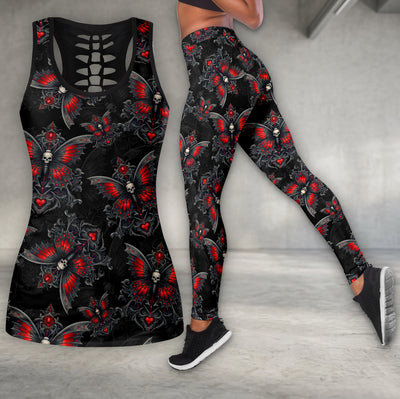 Frame Skull Butterfly Pattern Tanktop and Leggings