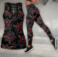 Frame Skull Butterfly Pattern Tanktop and Leggings