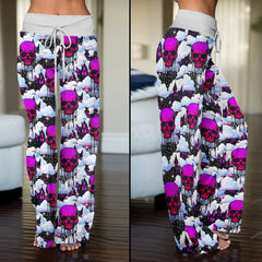 Purple Skull Cloud Women's High-waisted Wide Leg Pants | Wonder Skull