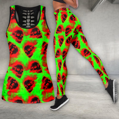 Red Flaming Gothic Skull Tanktop and Legging