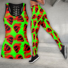 Red Flaming Gothic Skull Tanktop and Legging