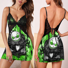 Green Camo Nightmare Art & Punkrock Women's Sleepwear | Lace Cami Dress Nightgowns