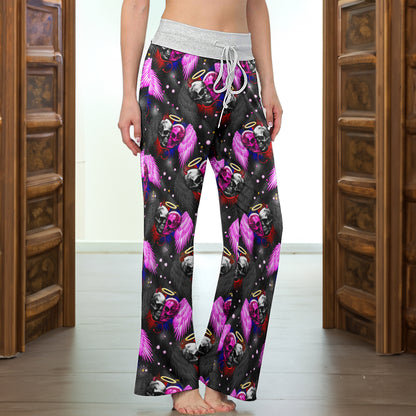 Dark Romance Skull Wings Women's High-waisted Wide Leg Pants