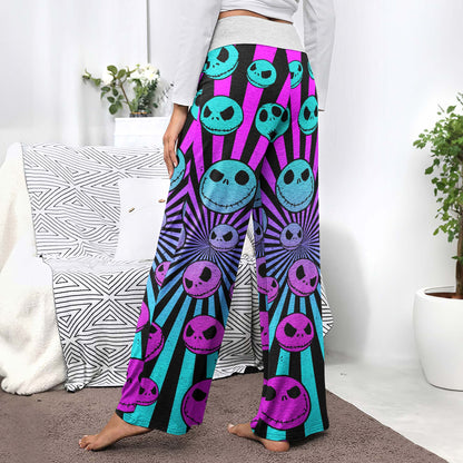 Neon Nightmare Skulls Women's High-waisted Wide Leg Pants