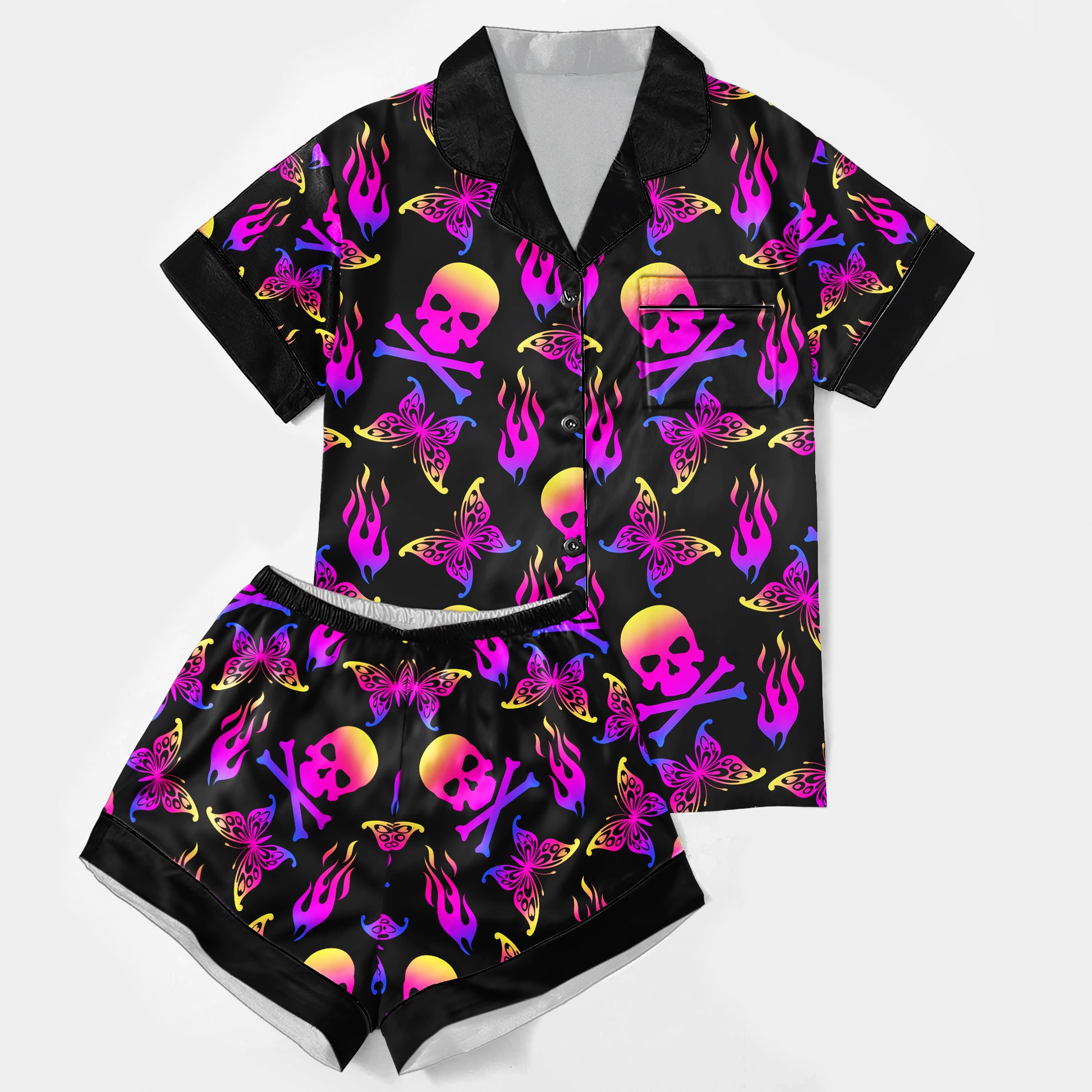 Chic and stylish women's pajama set with unique design prints and statement sleeves, Soft and luxurious fabrics make this pajama set perfect for bedtime or lounging at home.