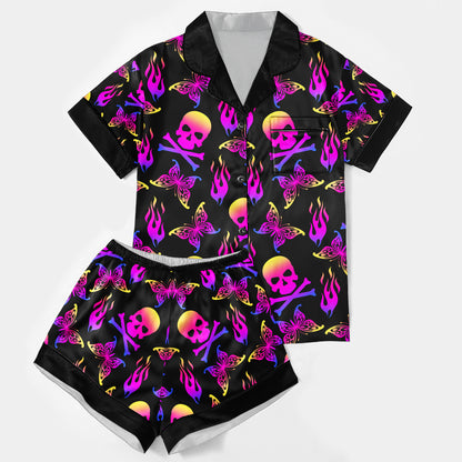 Chic and stylish women's pajama set with unique design prints and statement sleeves, Soft and luxurious fabrics make this pajama set perfect for bedtime or lounging at home.