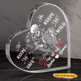 We Keep Us - Customized Skull Couple Crystal Heart Anniversary Gifts