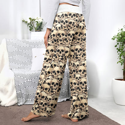 Vintage Skull Pile Wall Women's High-waisted Wide Leg Pants