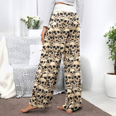 Vintage Skull Pile Wall Women's High-waisted Wide Leg Pants