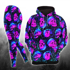 Purple Skull Rose Spider Combo Hoodie and Leggings - Dark and edgy matching set with skull designs for a unique and stylish look.