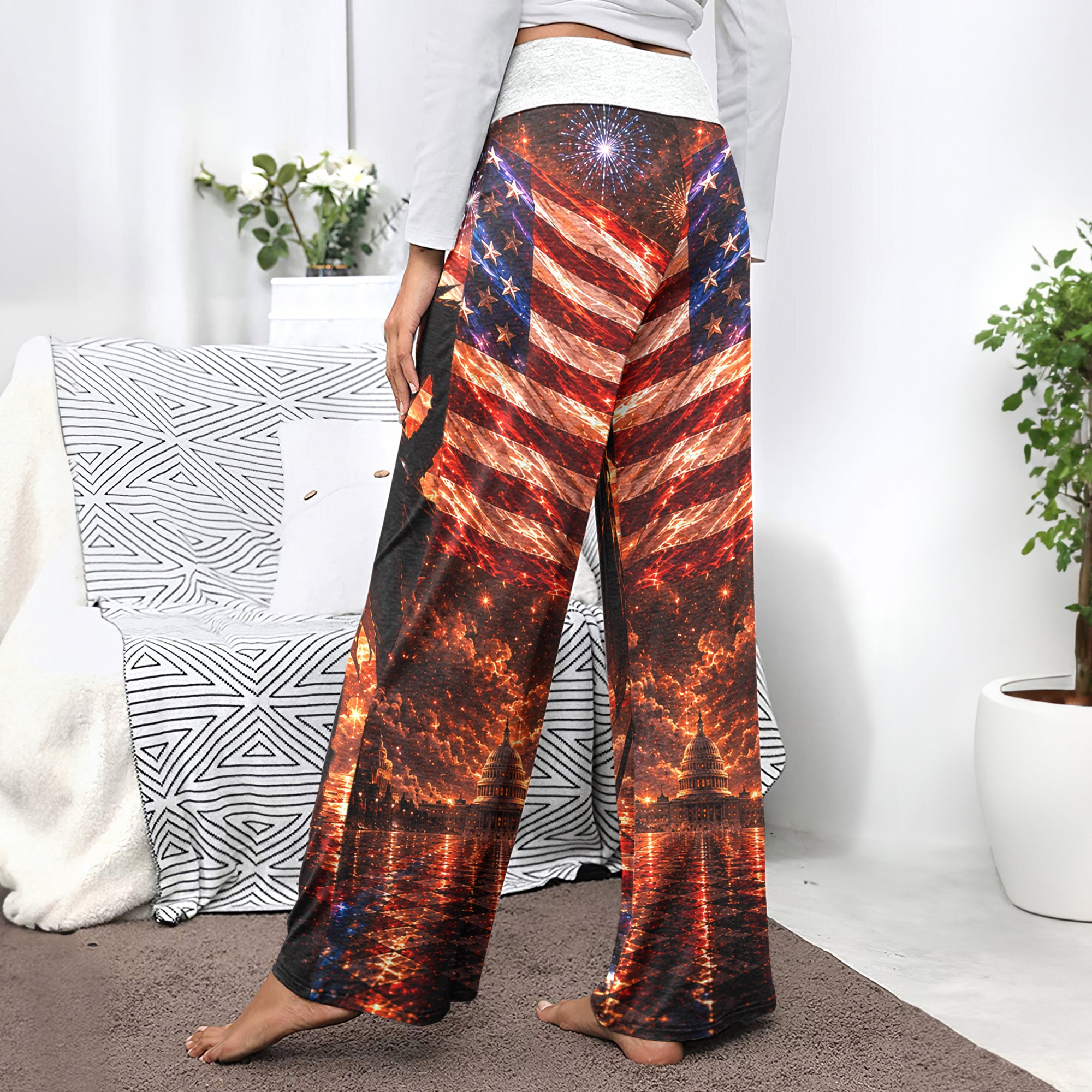 Gothic American Pride Art Women's High-waisted Wide Leg Pants