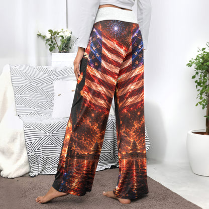 Gothic American Pride Art Women's High-waisted Wide Leg Pants