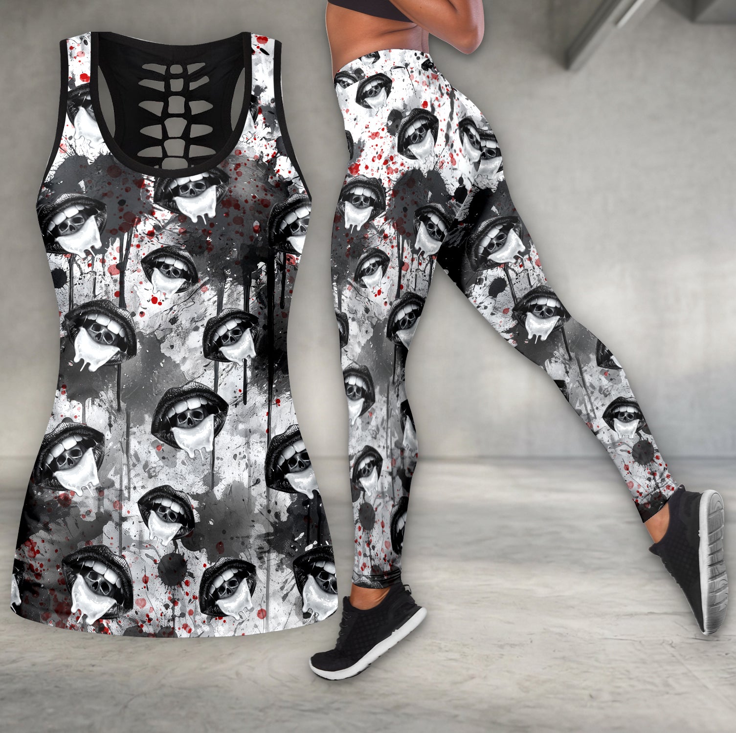 Vile Kiss Skull Art Tanktop and Legging