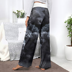 Shadow Grin Skull Women's High-waisted Wide Leg Pants