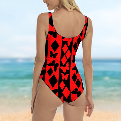 One Piece Bikini Scarlet Diamond Butterfly Print Swimwear