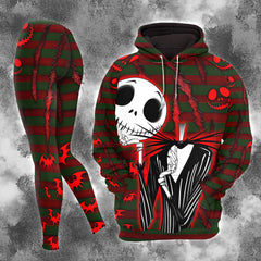 Women Hoodie and Leggings, Red Scary Skeleton Outwear Pants Outfit