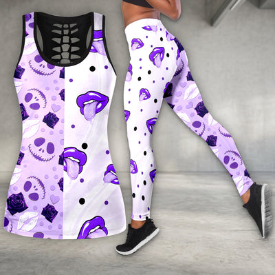 Gothic Purple Lips Art Tanktop and Legging