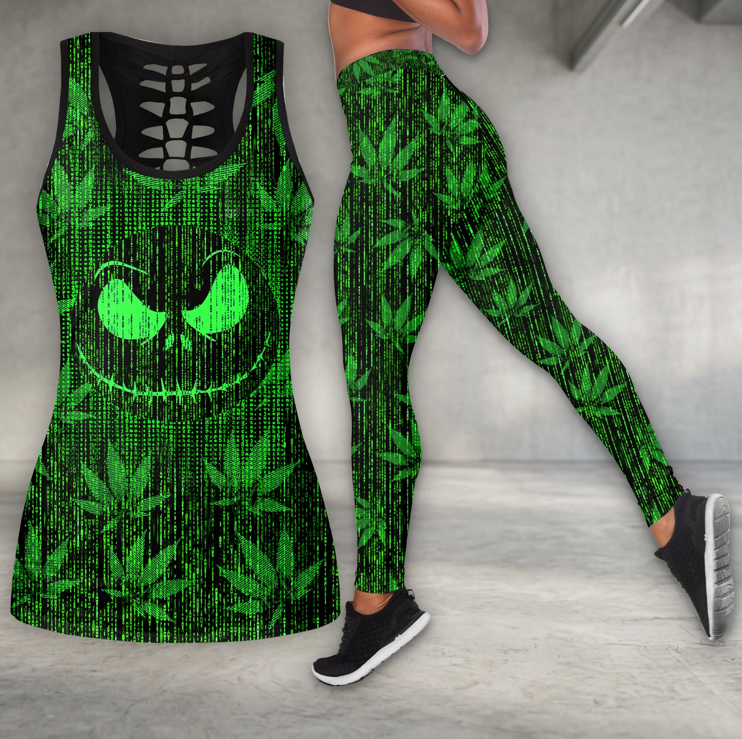 Green Glitch King Art Tanktop and Leggings
