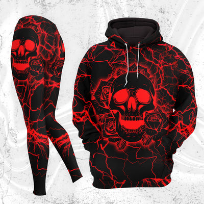 Women Hoodie and Leggings, Electric Rose Skull Thunder Outwear Pants Outfit