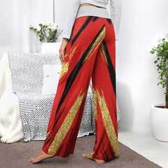 Red Skull Lip Glitter Women's High-waisted Wide Leg Pants