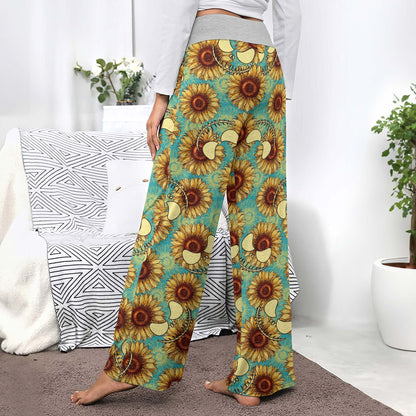 Dark Floral Smile Women's High-waisted Wide Leg Pants
