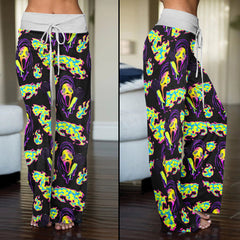 Violet Ghost Scary Women's High-waisted Wide Leg Pants | Wonder Skull