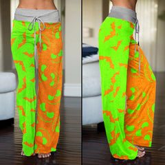 Orange Green Halloween Skull Nightmare Women's High-waisted Wide Leg Pants | Wonder Skull