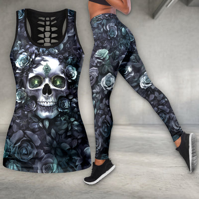 Silver Skull Rose Bloom Tanktop and Legging