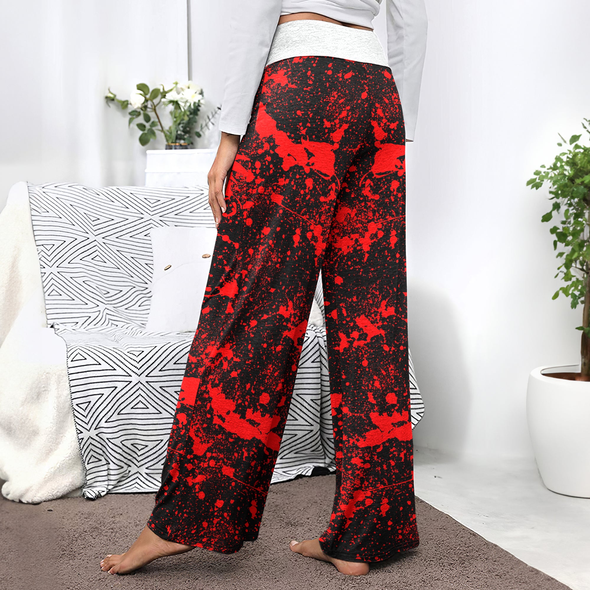 Red Brush Art Women's High-waisted Wide Leg Pants