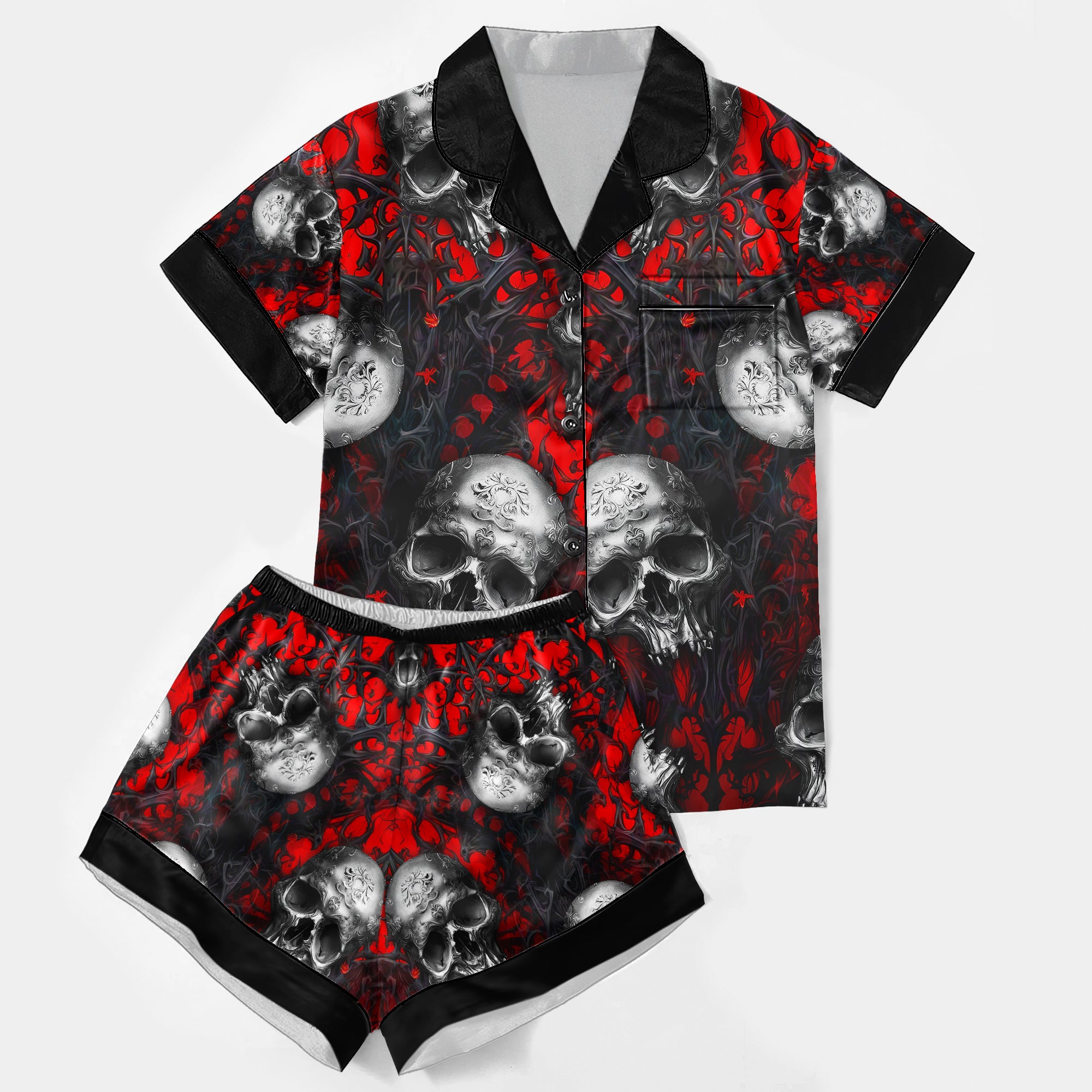 Chic and stylish women's pajama set with unique design prints and statement sleeves, Soft and luxurious fabrics make this pajama set perfect for bedtime or lounging at home.