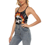 Skull Gothic Punk Style Backless tanktop and Wide Pants Sets - Wonder Skull