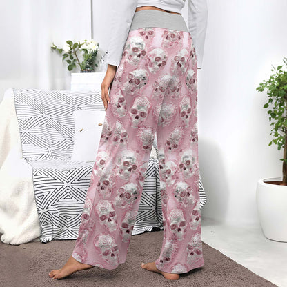 Neon Skull Mosaic Chrome Women's High-waisted Wide Leg Pants