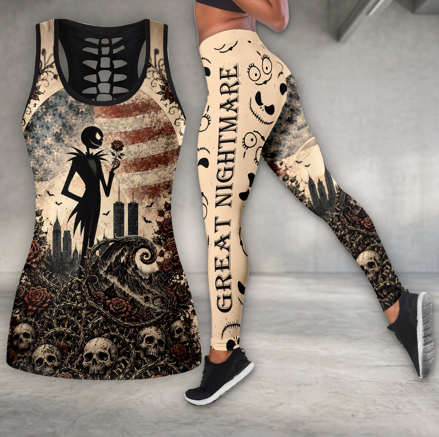 Skeleton Rose Skyline Tanktop and Legging