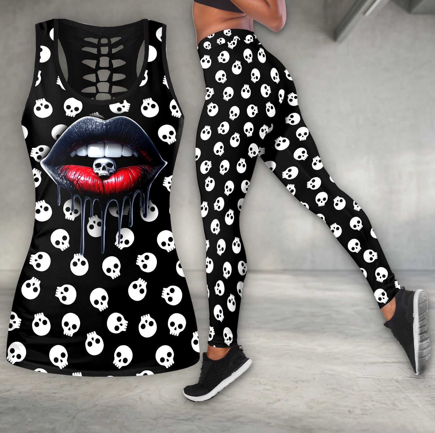 Dark Lip Skull Kiss Tanktop and Legging