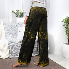 Yellow Abstract Emo Art Women's High-waisted Wide Leg Pants | Wonder Skull